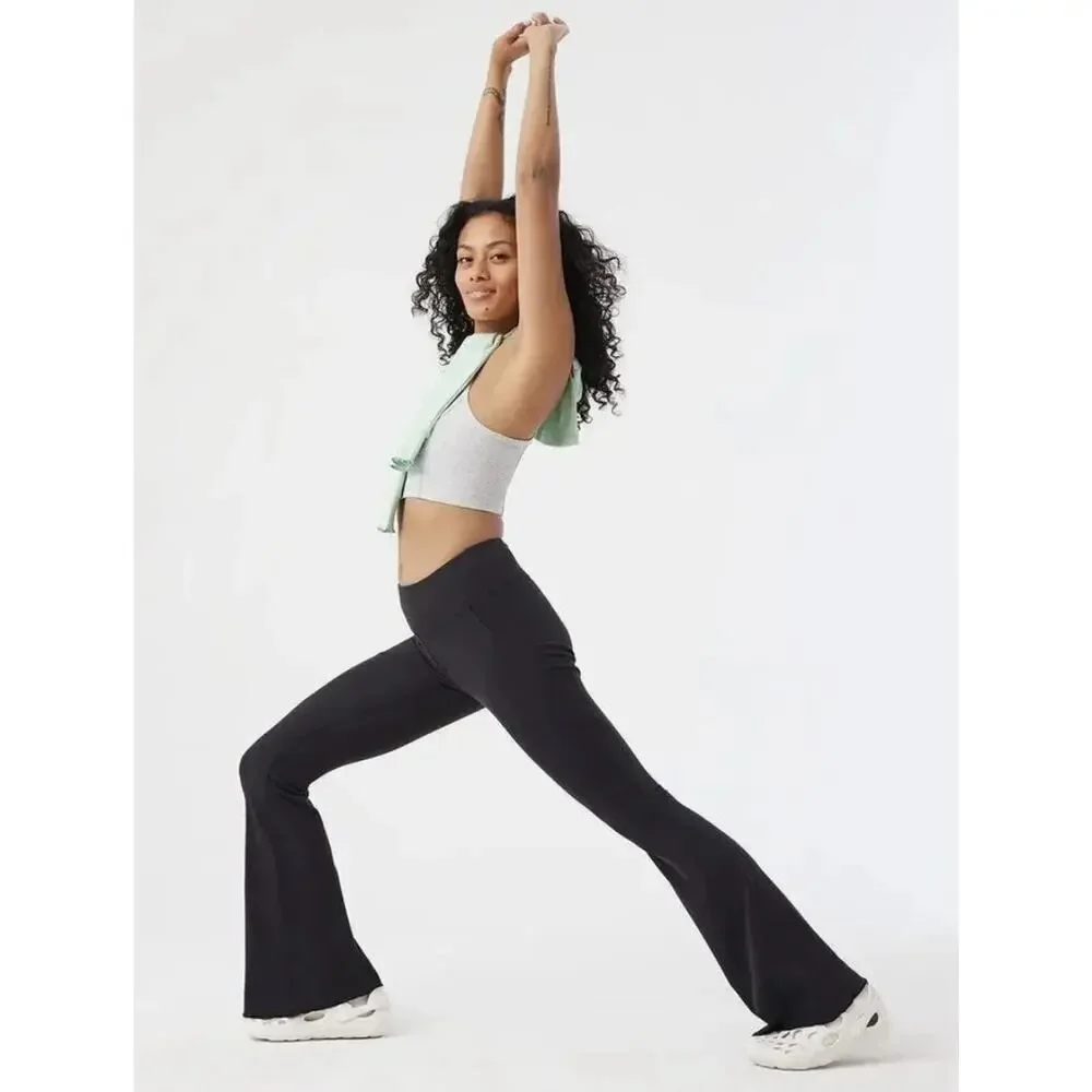 Outdoor Voices Superform Ribbed Flare Leggings BXS Black Athleisure Travel - Picture 3 of 13